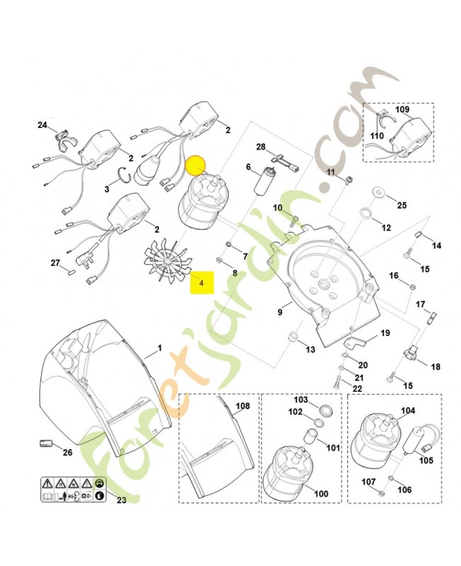 Moteur electrique stihl ref. 6008-600-0216 remplace 60086000215