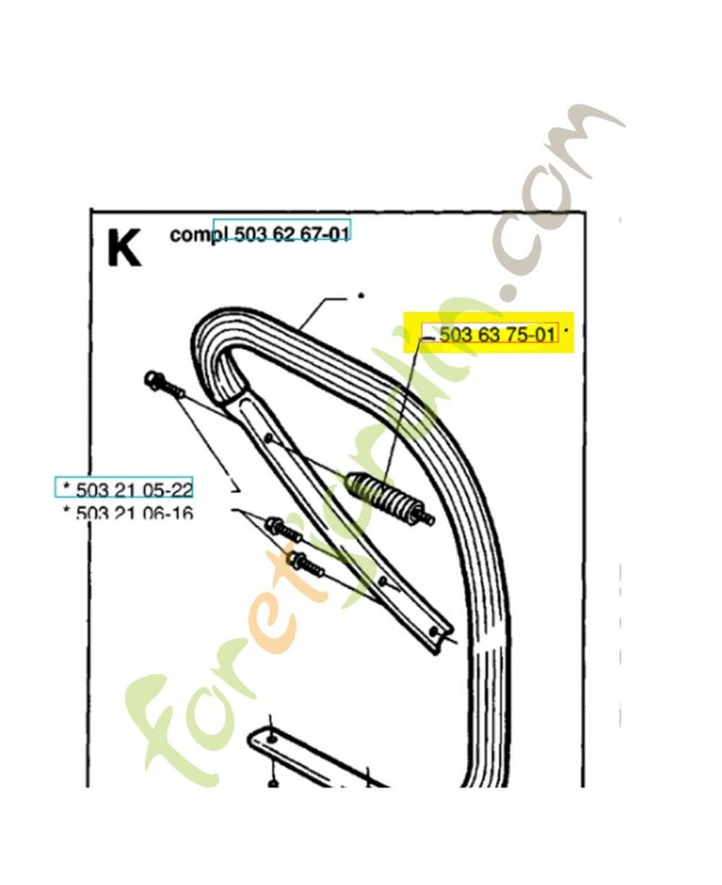 Amortisseur cylindre 503637502. Pièce de rechange Husqvarna 