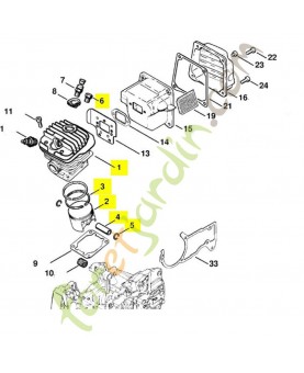 Cylindre+piston 044 diam 50 1128-020-1227. Pièce détachée Stihl / Vicking