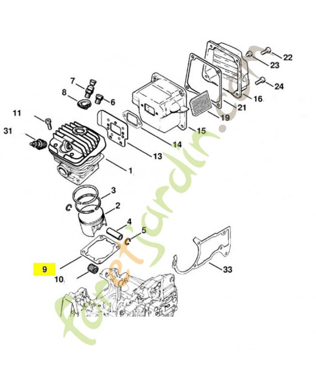 Joint de cylindre 0,5 mm 1128-029-2301. Pièce détachée Stihl / Vicking