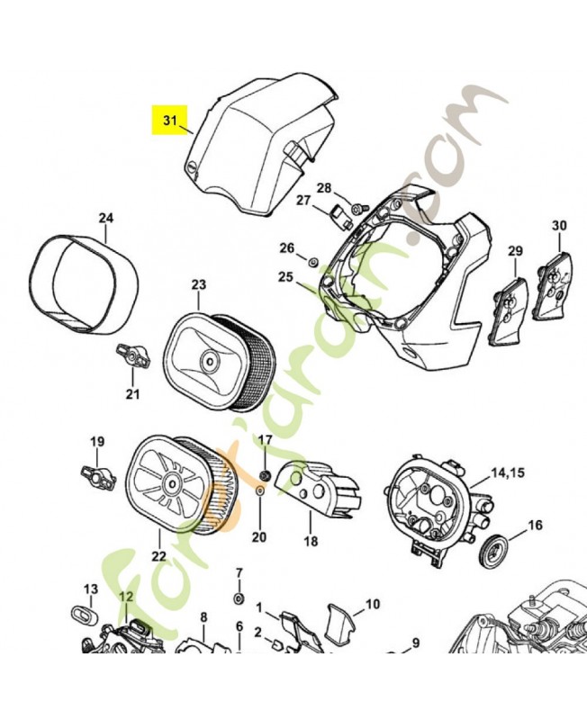 Couvercle de carter de carburateur 1138-141-1001. Pièce détachée Stihl 