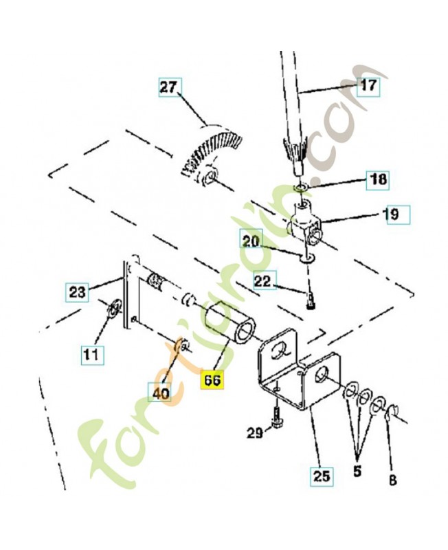 Palier axe secteur dente