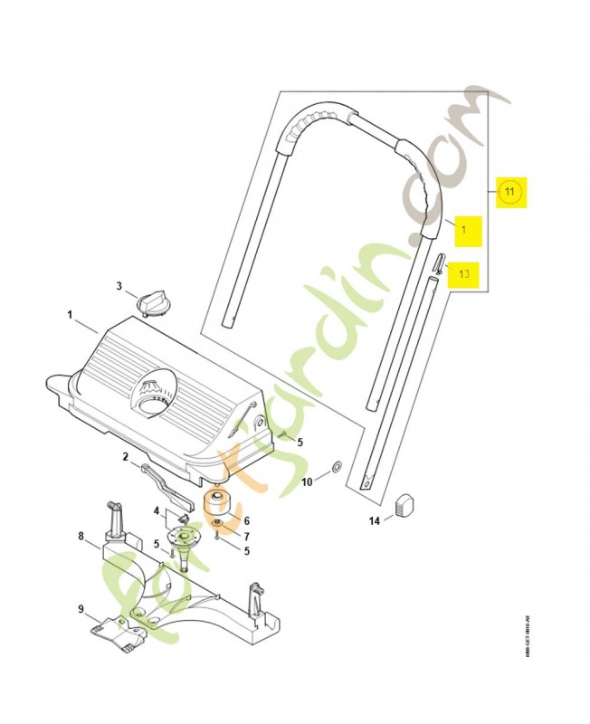 Poignée tubulaire 4860-730-9702. Pièce détachée Stihl / Vicking