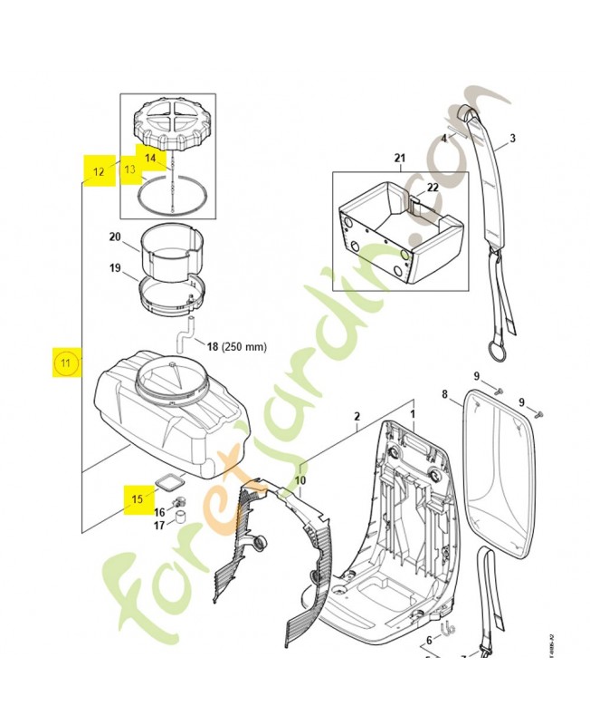 Réservoir de liquide 14 l 4244-700-0803. Pièce détachée Stihl / Vicking