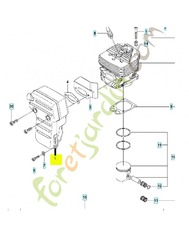 Silencieux 587631101. Pièce détachée Husqvarna