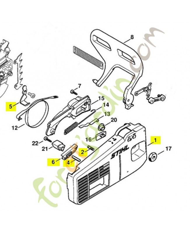 Couvercle pignon 020t 1129-640-1702. Pièce détachée Stihl 