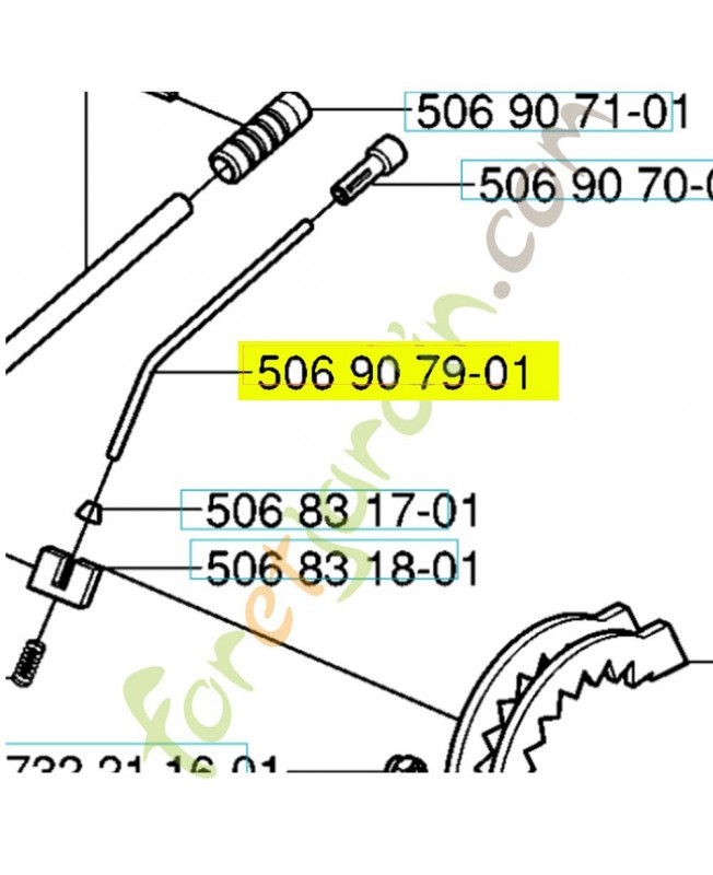 Tige de commande 506907901. Pièce de rechange Husqvarna