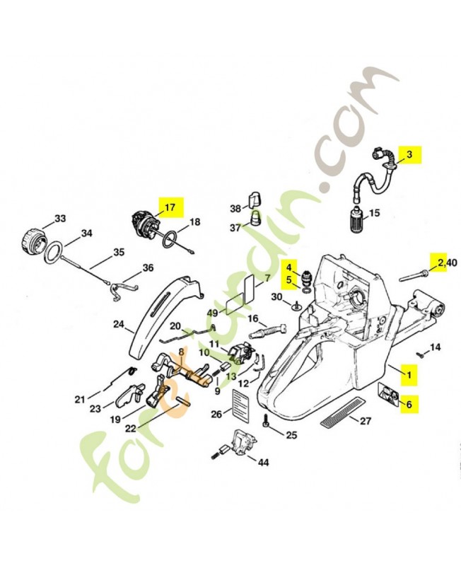 Carter de réservoir essence 1128-350-0851. Pièce détachée Stihl 