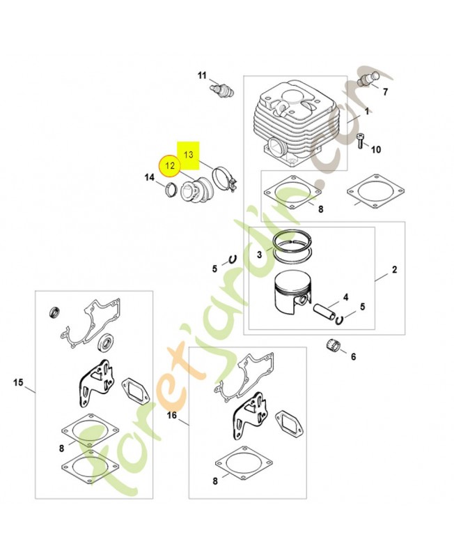 Raccord coude 1119-140-2500. Pièce détachée Stihl / Vicking