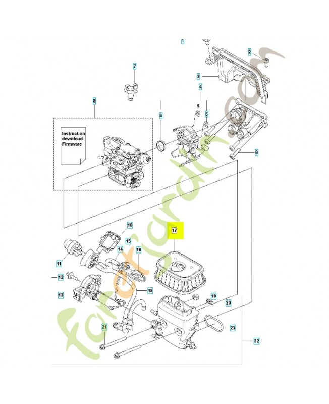 Filtre a air complet. Pièce détachée Husqvarna référence 590458803