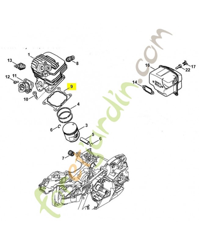 Joint de cylindre 1141-029-2302. Pièce détachée Stihl / Vicking