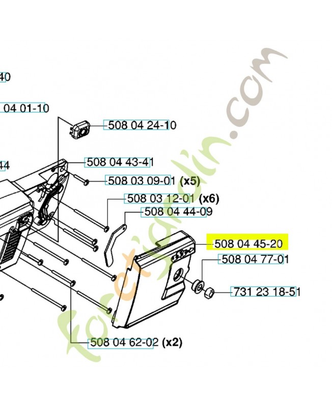 Couvercle 508044580. Pièce de rechange Husqvarna