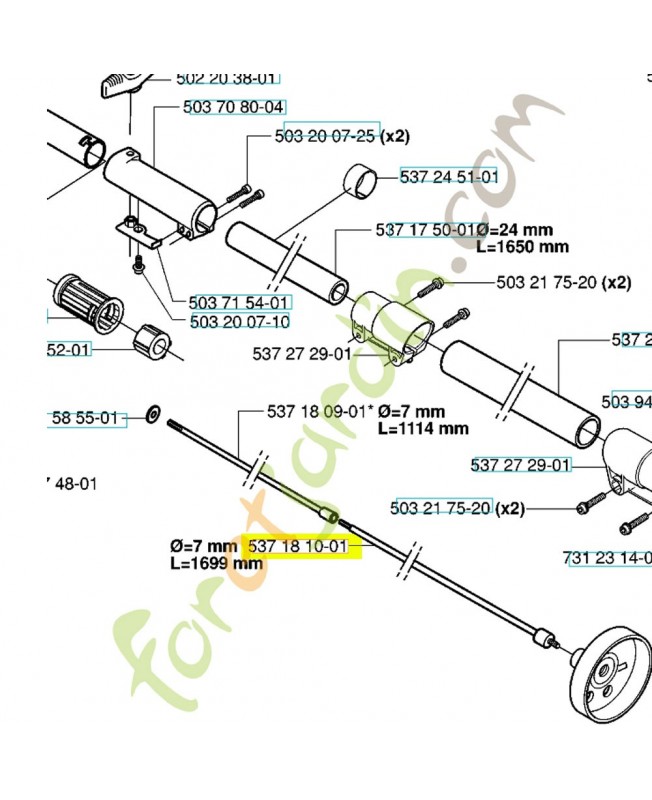 Arbre moteur 537181001. Pièce détachée Husqvarna