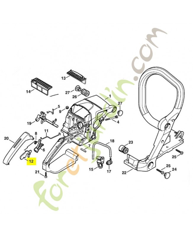 Levier Stihl réf 1117-182-0805 pour MS 290/310/390