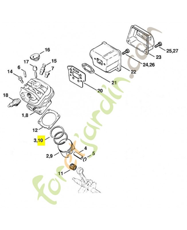 Segment 1121-034-3010. Pièce détachée Stihl / Vicking