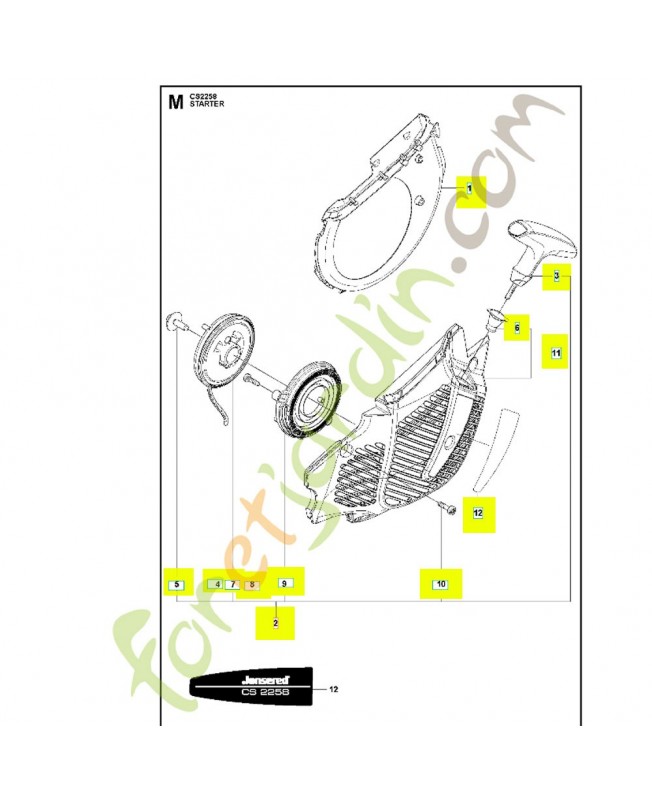 Lanceur complet Husqvarna 576823704. Pièce de rechange Husqvarna
