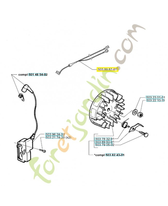 Cable 503898701. Pièce de rechange Husqvarna Cable 503898701. Pièce de rechange Husqvarna