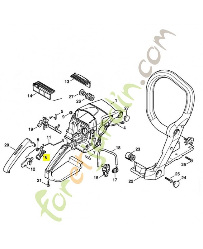 Manette des gaz 1128-182-1005. Pièce détachée Stihl / Vicking