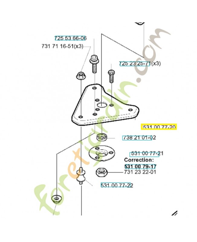Support 531007720. Pièce de rechange Husqvarna