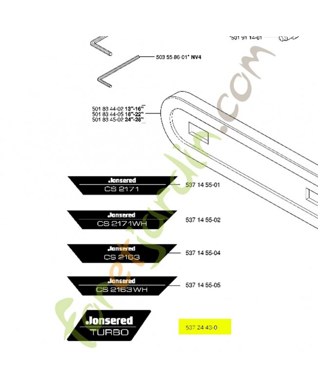 Autocollant 537244301. Pièce de rechange Husqvarna