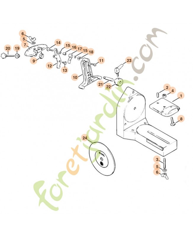 Support pivotant pour scies circulaires 5203-750-2800. Pièce détachée Stihl / Vicking Support pivotant pour scies circulaires 5203-750-2800. Pièce détachée Stihl / Vicking