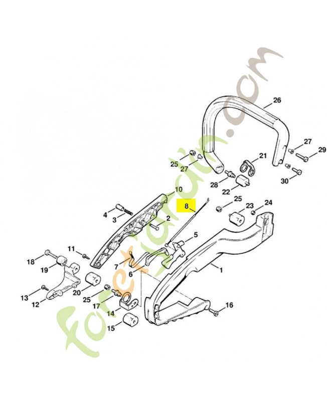 Câble de commande des gaz 1120-180-1100. Pièce détachée Stihl