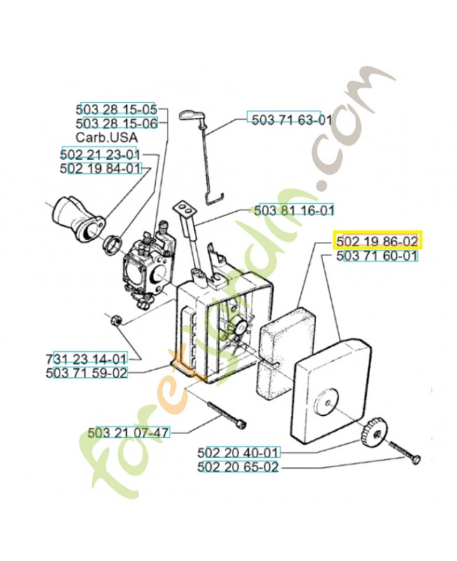Filtre a air 502198602. Pièce de rechange Husqvarna