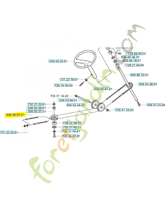 Câble de transmission 108mm 501604801. Pièce de rechange Husqvarna