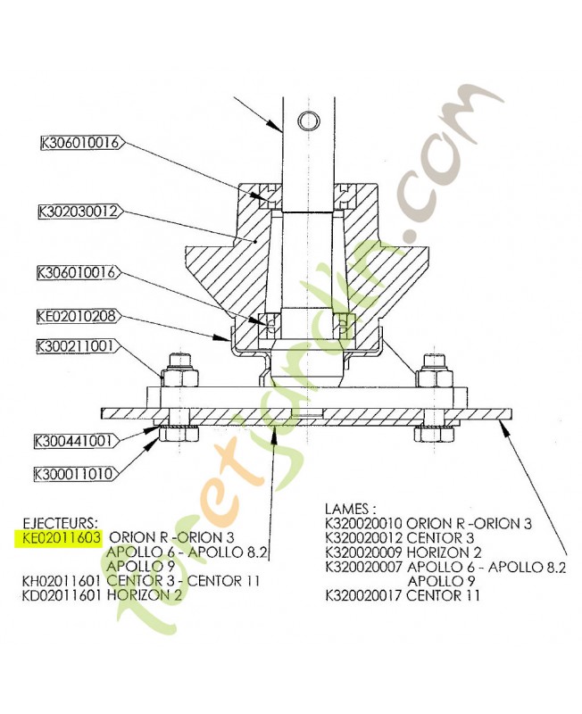 Éjecteur référence KE02011603 Éjecteur référence KE02011603