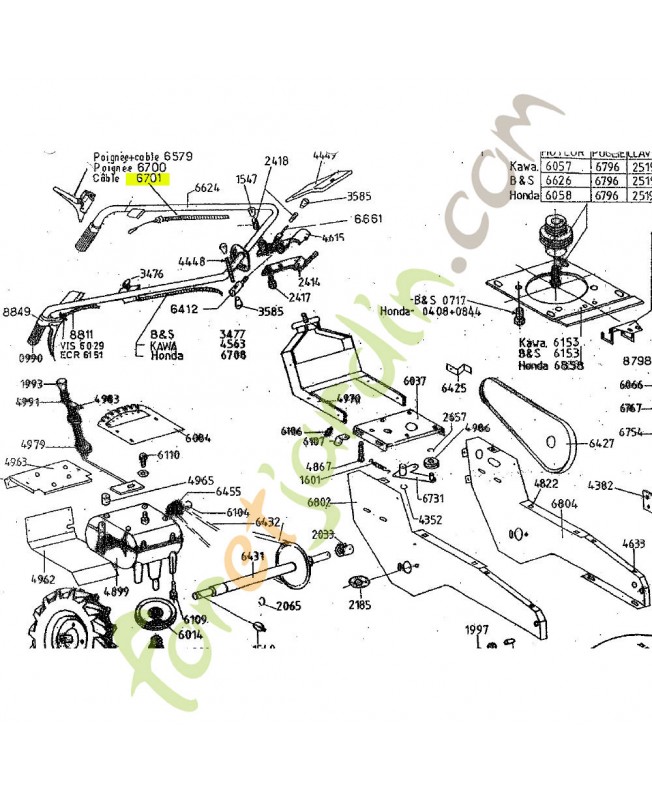 Câble d'embrayage référence K003010003 Câble d'embrayage référence K003010003