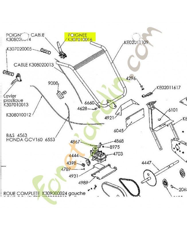 Levier homme mort référence K307010016 Levier homme mort référence K307010016