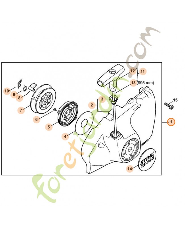 Couvercle de lanceur avec lanceur Stihl réf. 4238-190-0304 en stock