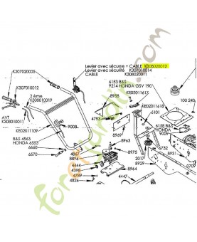 Poignée + câble référence K308020012