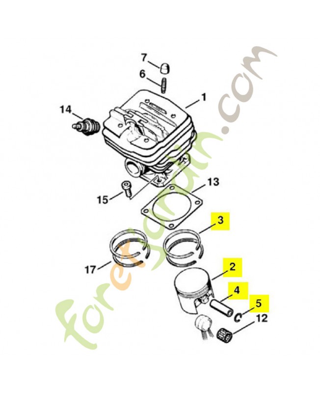 Piston complet d 46mm Stihl réf 1125-030-2002