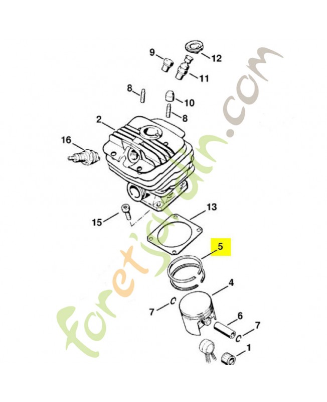 Segment de piston 48x1.2mm Stihl ref. 1125-034-3001