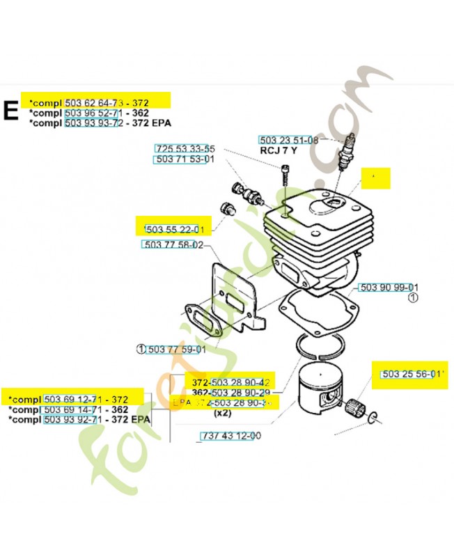 Cylindre piston complet