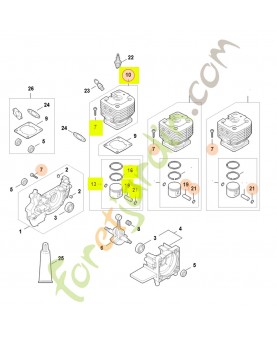 Cylindre + piston stihl ref. 4128-020-1201
