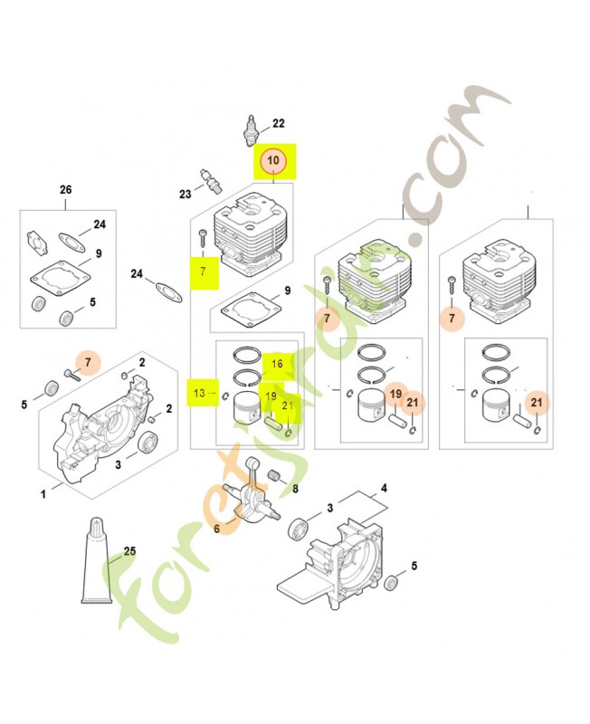Cylindre + piston stihl ref. 4128-020-1201