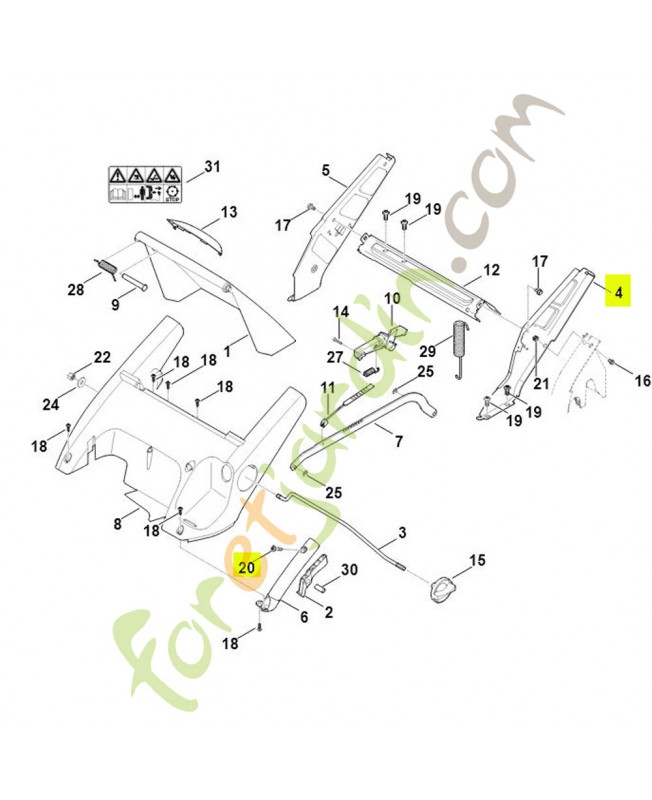 Console gauche Stihl réf 6340-760-4291