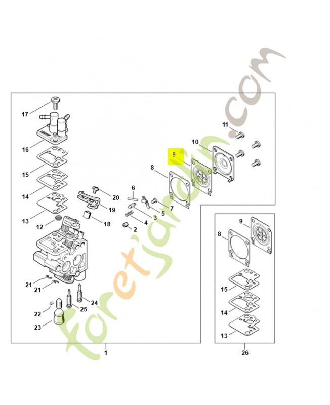 Membrane de réglage stihl réf : 4242-121-4701