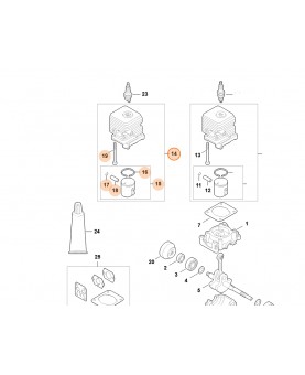 Cylindre + piston diam. 34mm