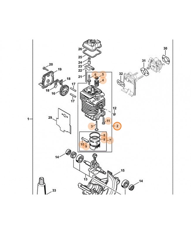 Cylindre + piston stihl ref. 4180-020-1207