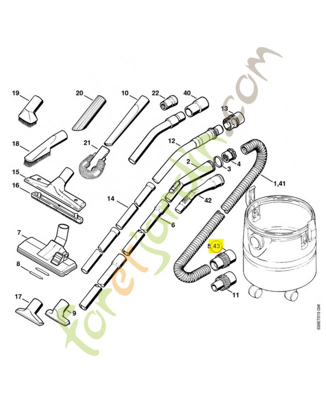 Raccord tuyau.d 36 mm