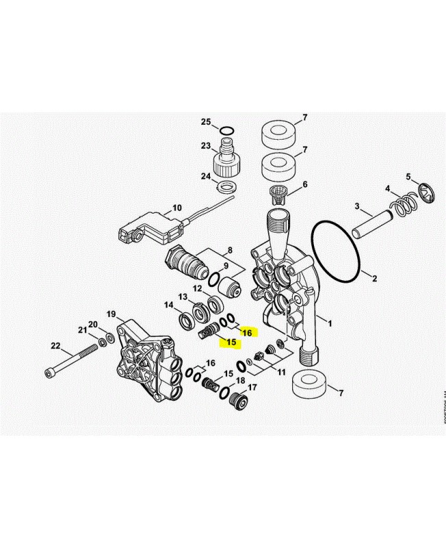 Soupape avec joints 4775-700-6200. Pièce détachée Stihl / Vicking
