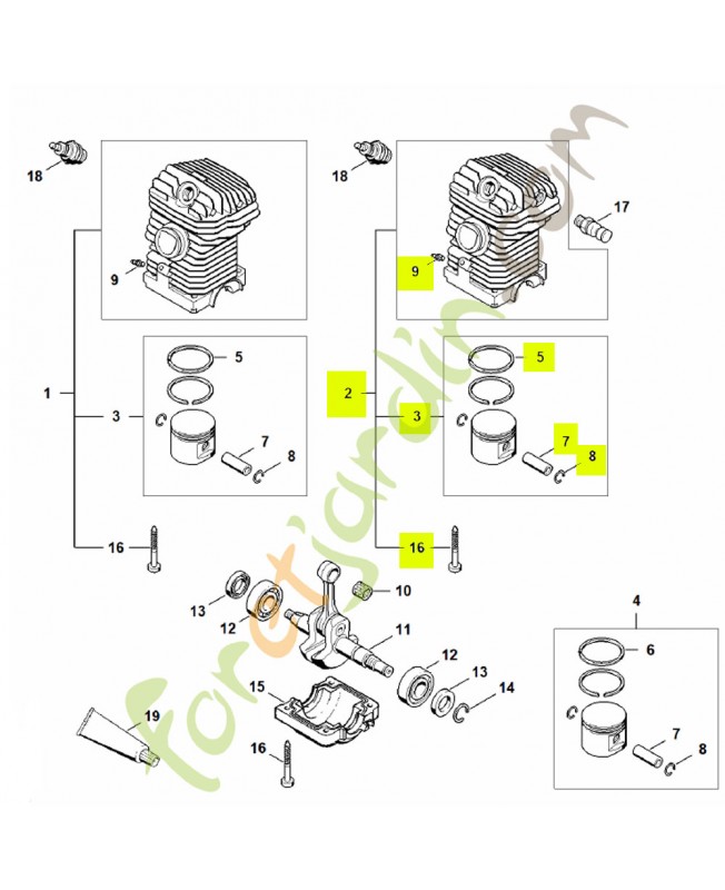 Cylindre+piston d.42,5 stihl ref. 1123-020-1207