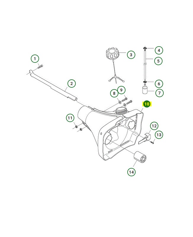 Réservoir à essence 503949303. Pièce de rechange Husqvarna