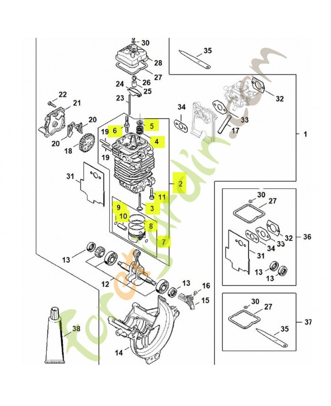 Cylindre avec piston Stihl ref. 4180-020-1209