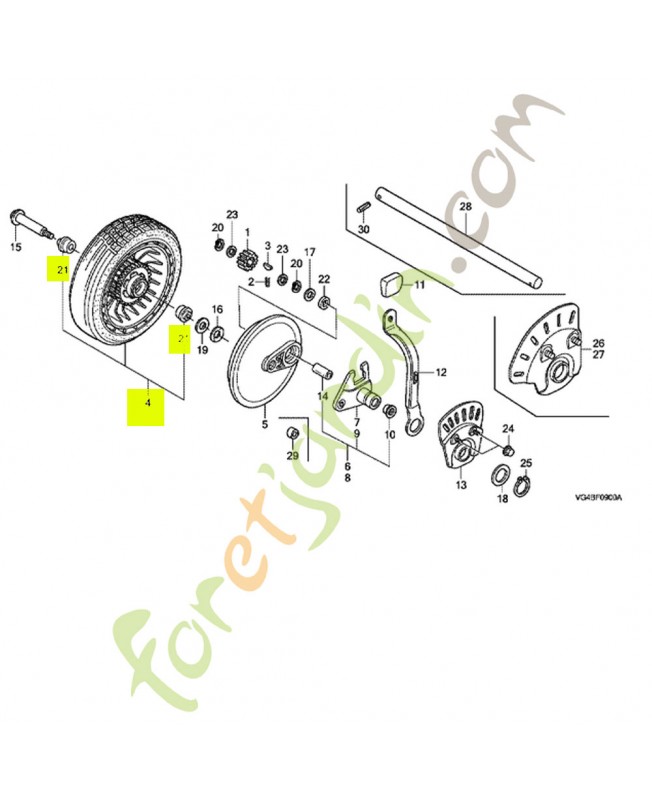 Roue comp. ar. xnh164x réf. Honda 42710VE2M01ZE
