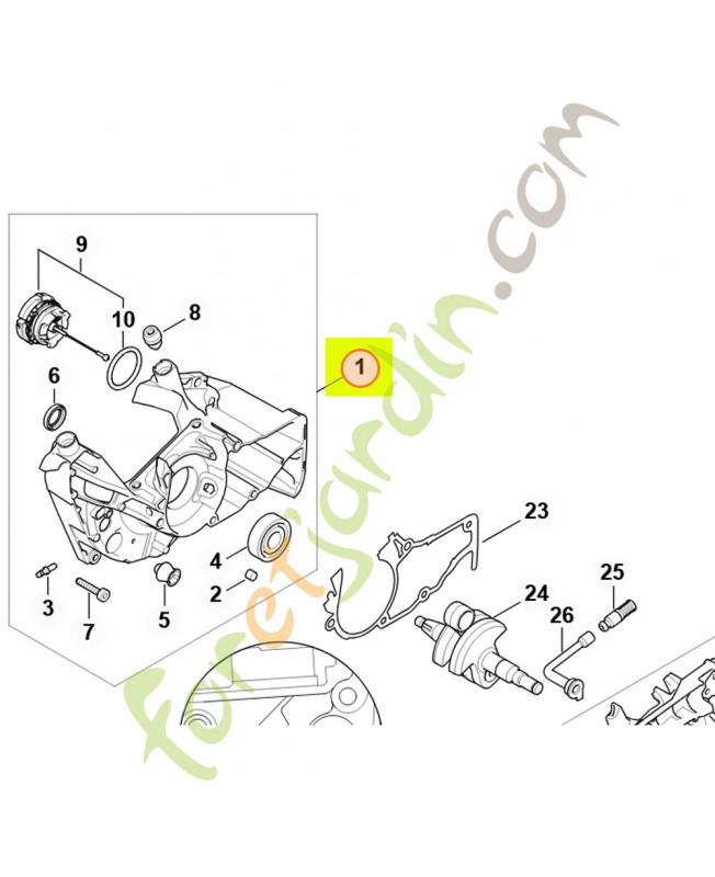Demi-carter de vilebrequin côté ventilateur Stihl ref. 1147-020-2601