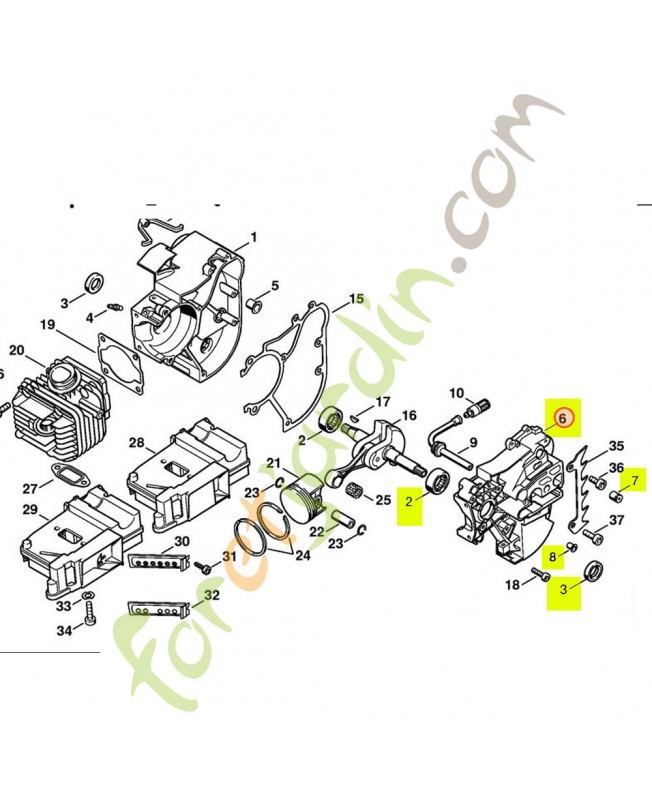 Demi-Carter vilebrequin stihl ref. 1129-020-2900